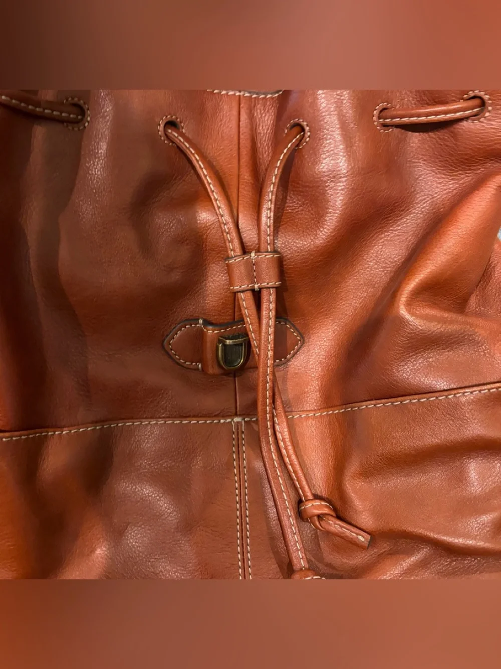 Fossil Luna Leather Drawstring Backpack with Buckle